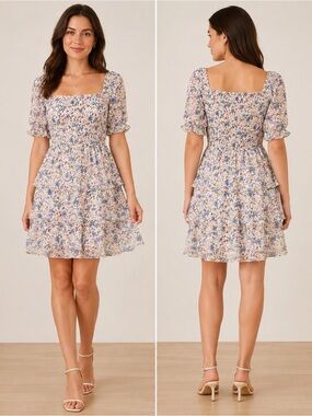 thirty thirty la green floral dress Mint 3D Floral Rose Print Halter Neck Mini Dress main image 0
